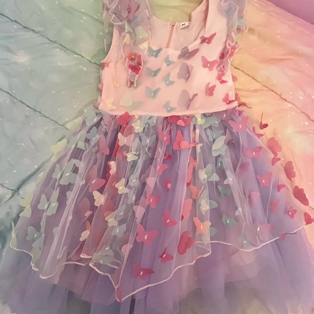 SHEIN Pink Butterfly Dress